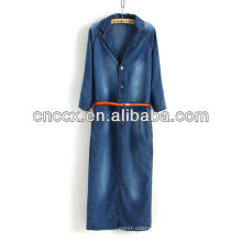 13CD1149 Maxi Denim halbe Hülse Frauen Mode Kleid